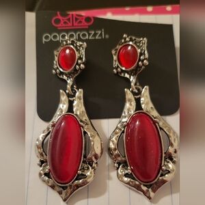 Paparazzi Bold Red and Silver Earrings